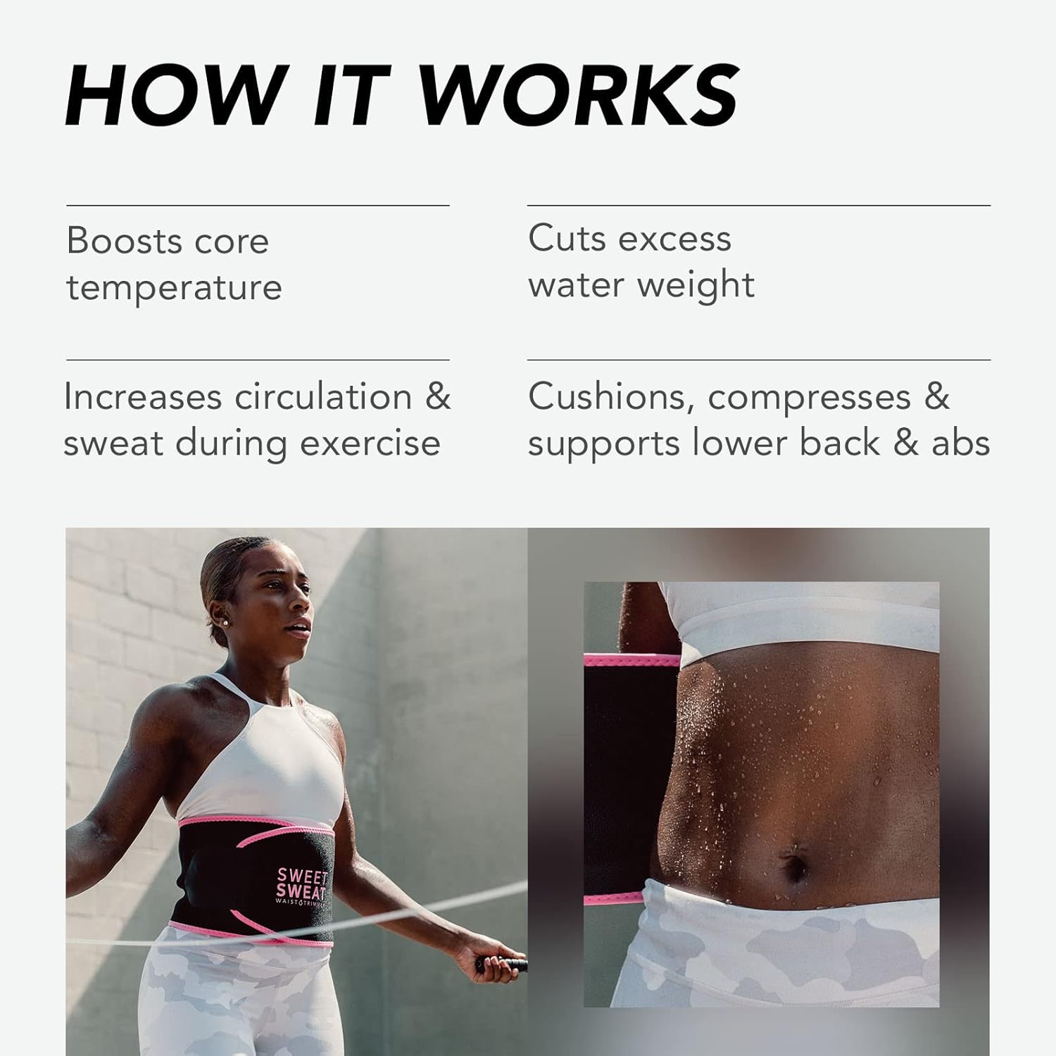 Sports Research® Sweet Sweat Waist Trimmer - Premium Sweat Enhancing Fitness Belt for Women & Men - 5 Adjustable Sizes