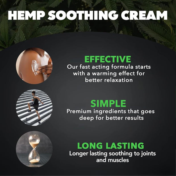 Super Natural Goods Hemp Cream Maximum Strength (8oz) Hemp Oil & Arnica, Soothes Discomfort on Joint Muscle Shoulder Hip Neck Knee & Back Support. All Soothing Cream. Instant Menthol Rub