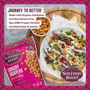 Saffron Road Roasted and Crunchy Sea Salt and Cracked Pepper Chickpeas | High Protein Snacks | Gluten-free, Vegan, Non-GMO, and Certified Halal and Kosher | 5.4oz Pouch | Pack of 6