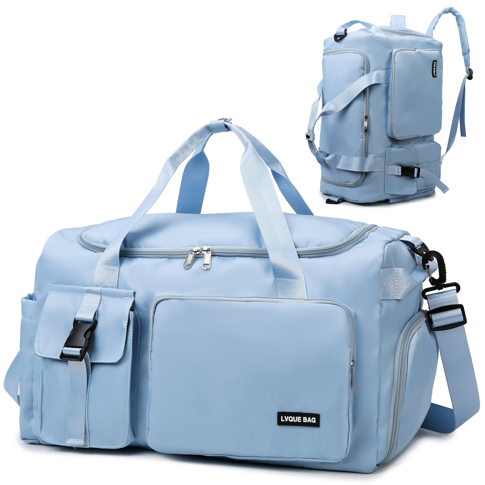 Eslcorri Gym Duffle Bag for Women Men, Sports Backpack with Wet & Shoe Compartment, Fitness Overnight Weekender Bag for Yoga, Swim, Travel (Style B, GreenPink)