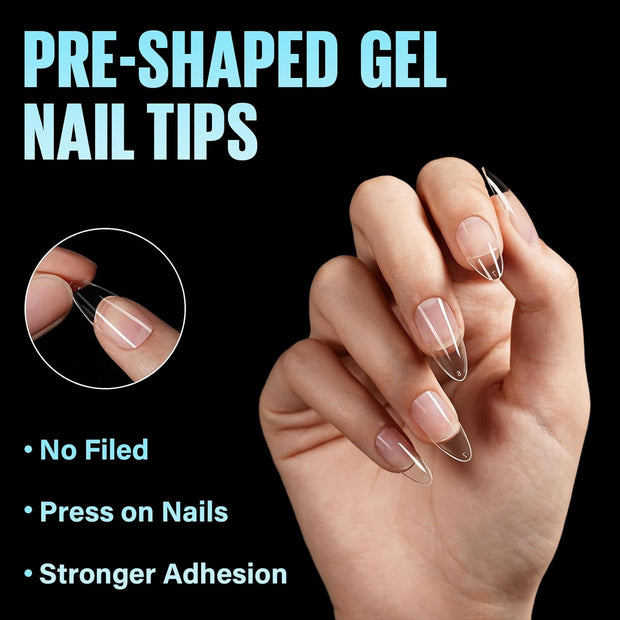 TOMICCA Medium Almond Nail Tips, 504Pcs Acrylic, 12 Sizes Half Matte Soft Gel, Nail Extension for Beginner and Professional