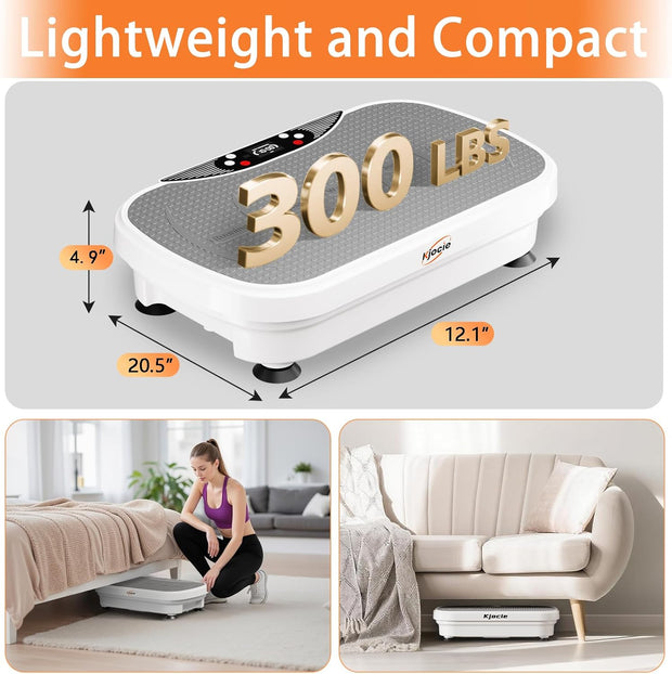 Vibration Plate Exercise Machine, Full Body Shaker Workout Vibration Plate for Lymphatic Drainage Weight Loss, Waver Vibrating Fitness Platform with Resistance Bands, Low Noise Home Fitness for Adults