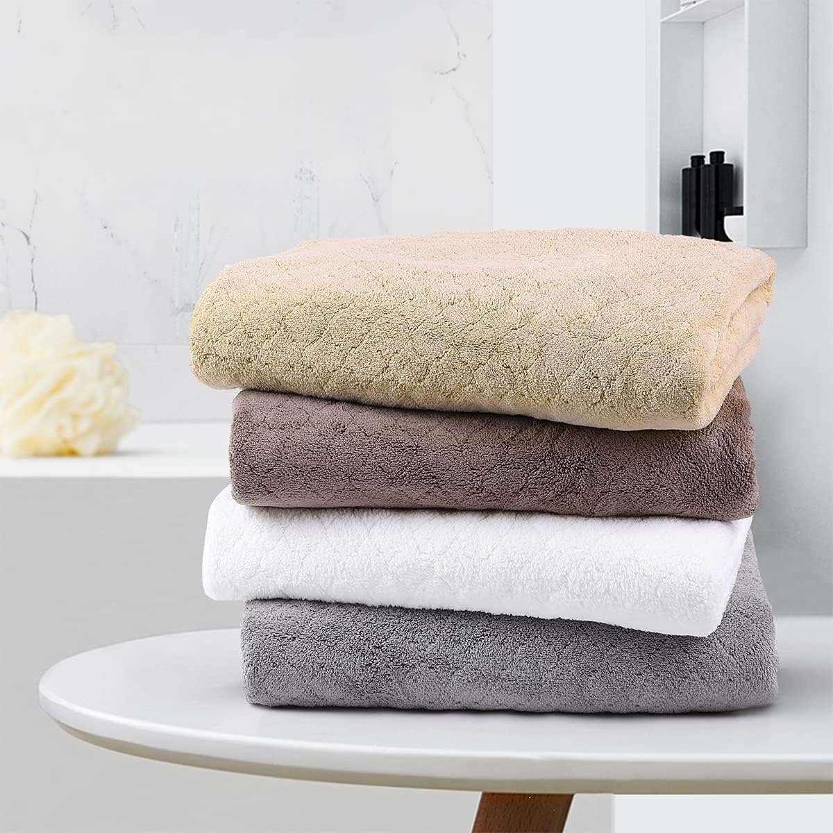 JML Microfiber Bath Towels, Oversized, Ultra Soft, Super Absorbent and Fast Drying, No Fading Large Bathroom Towel Set for Sport, Travel, Fitness, SPA and Yoga (Coral Fleece - Blue, 30 in x 60 in)