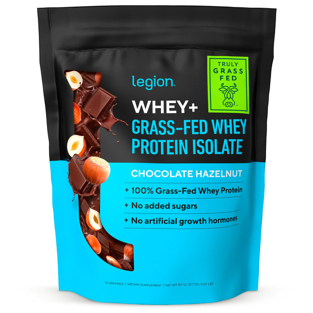 LEGION Whey+ Protein Whey Isolate from Grass Fed Cows - Whey Protein Isolate Powder Low Calorie, Non-GMO, Sugar Free, Lactose and Gluten Free, All Natural Protein Powder for Men & Women 30 Servings