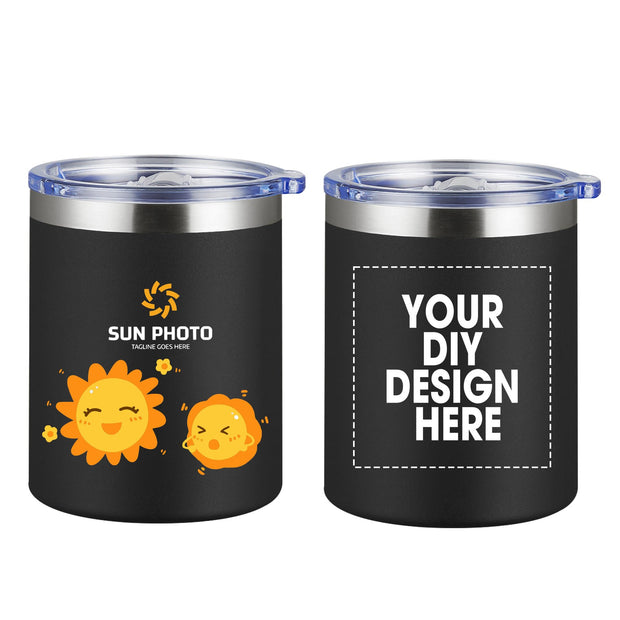 Personalized Custom Tumbler Print in USA 12oz Stainless Steel Travel Coffee Cup with Lid & Straw Double Wall Insulated Mug With Colorful Text Logo Photo