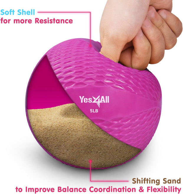 Yes4All Weighted Toning Balls for Exercise, Soft Medicine Balls for Exercise, Pilates, Yoga, Balance, Flexibility, 2-10lbs