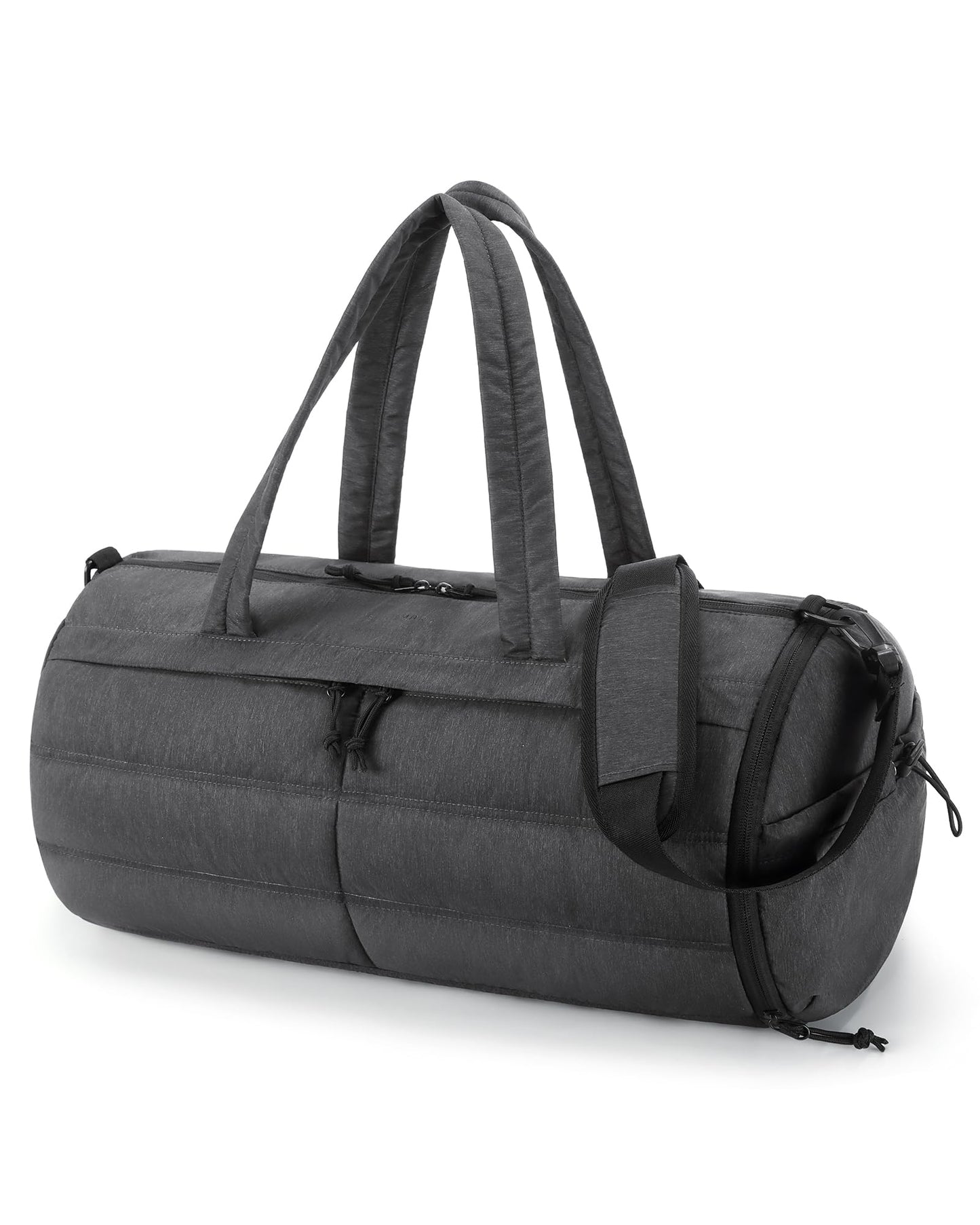 BAGSMART Puffer Gym Bag for Women, Lightweight Duffel Bag with Shoe Compartment, Weekender Bags with Wet Pocket, Workout Overnight Carry on Bag for Travel, Light Tan