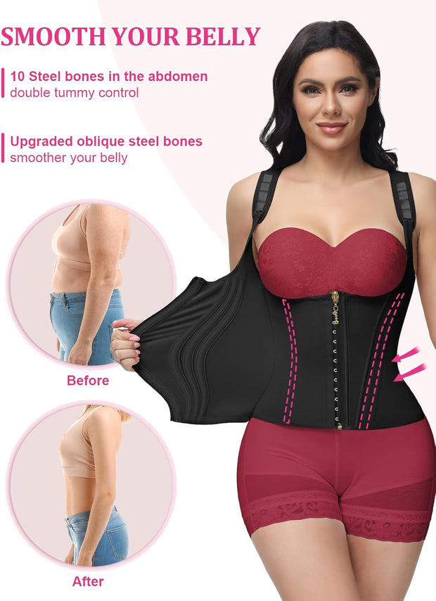 SHAPSHE Waist Trainer for Women, Tummy Control Sports Girdle, Workout Body Shaper with Adjustable Shoulder Strap