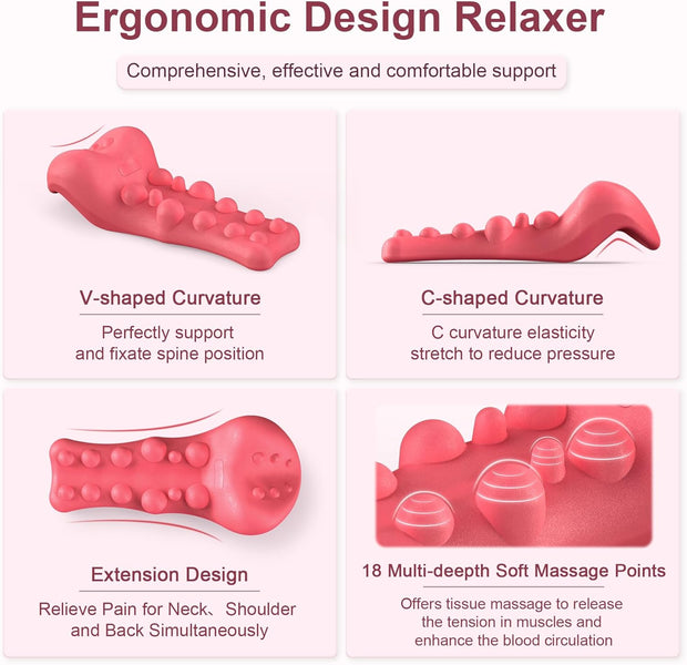 Neck and Shoulder Relaxer with Upper Back Massage Point, Cervical Traction Device Neck Stretcher for TMJ Pain Relief and Cervical Spine Alignment Chiropractic Pillow (Grey)