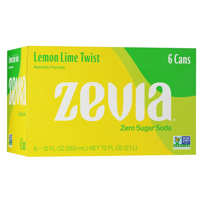 Zevia Zero Calorie Soda, Lemon Lime Twist, 12 Ounce Cans (Pack of 6)