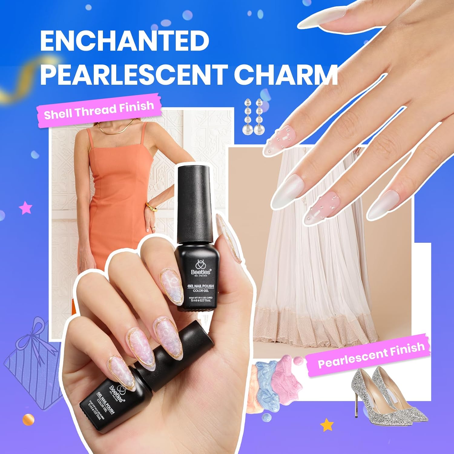 Beetles Gel Nail Polish Set,119 PCS 100 Colors Gel Polish Kit Base Glossy Matte Glitter Top Coat Neon Glitter Pearl Cat Eye White Red Pink Nude Nails Gift for Women Beetles Infinite Styles 100 Colors