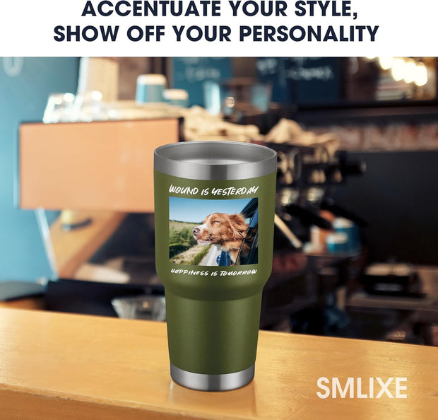 Personalized Custom Tumbler Print in USA 24 Pcs 30oz Stainless Steel Coffee Cup with Lid & Straw Double Wall Insulated Tumbler with Colorful Text Logo Photo
