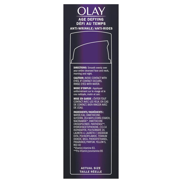 Olay Face Serum, Age Defying Anti-Wrinkle 2-in-1 Day Cream - Anti-Aging, Anti-Wrinkle, Smooths Fine Lines and Wrinkles, Firming, Lifting - Niacinamide, Glycerin, Aloe Vera, 1.7 Oz