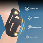 PreCut Kinesiology Tape for Knees, 12PCS Upgraded Waterproof KTQUICK Knee Tape for Knee Pain Relief Pre Cut, Original Cotton Athletic Knee Tape, Waterproof&Hypoallergenic Latex-Free for Sports (Black)