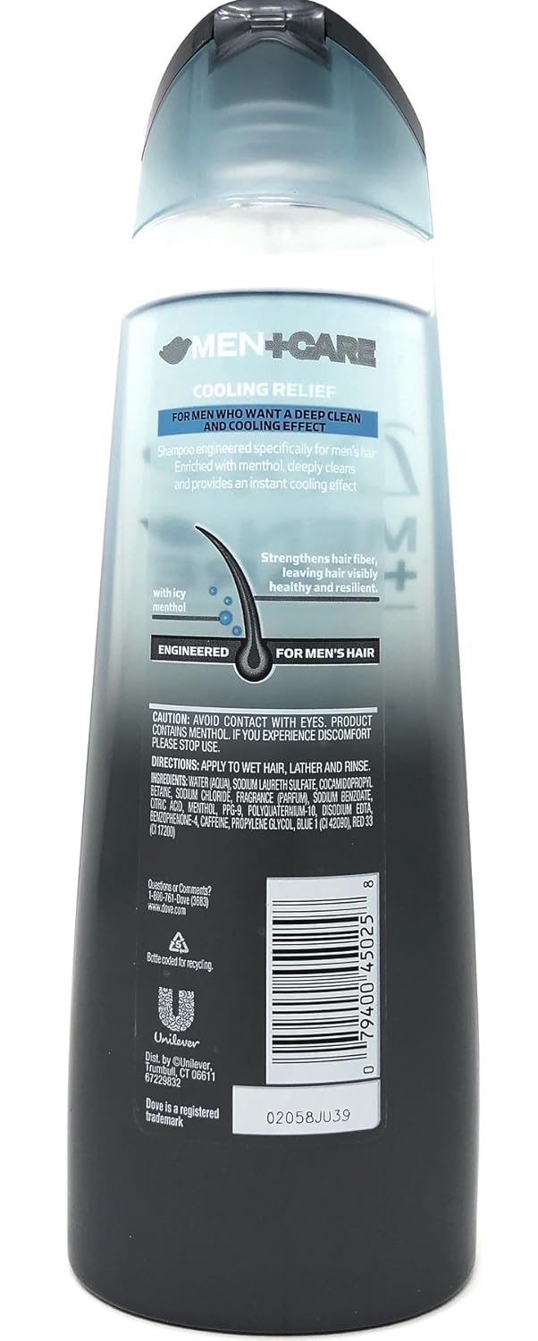 Dove Men + Care Fortifying Shampoo, Cooling Relief Icy Menthol, 12 Ounces (Pack of 2)