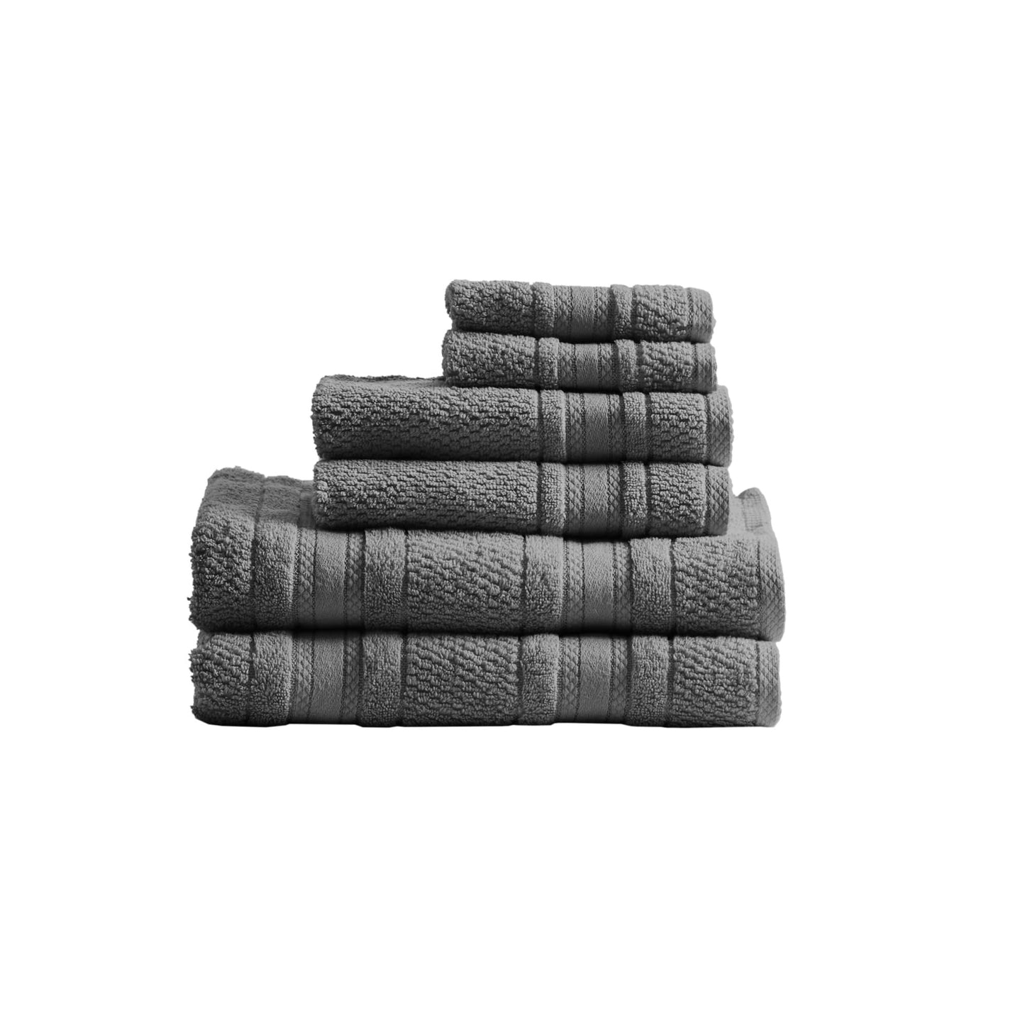 Madison Park Adrien 100% Cotton Soft Bathroom Towel Set, Highly Absorbent, Zero Twist, Quick Dry, Include 2 for Shower, 2 Hand & 2 Facial Wash Cloth, Multi Sizes, Coral 6 Piece
