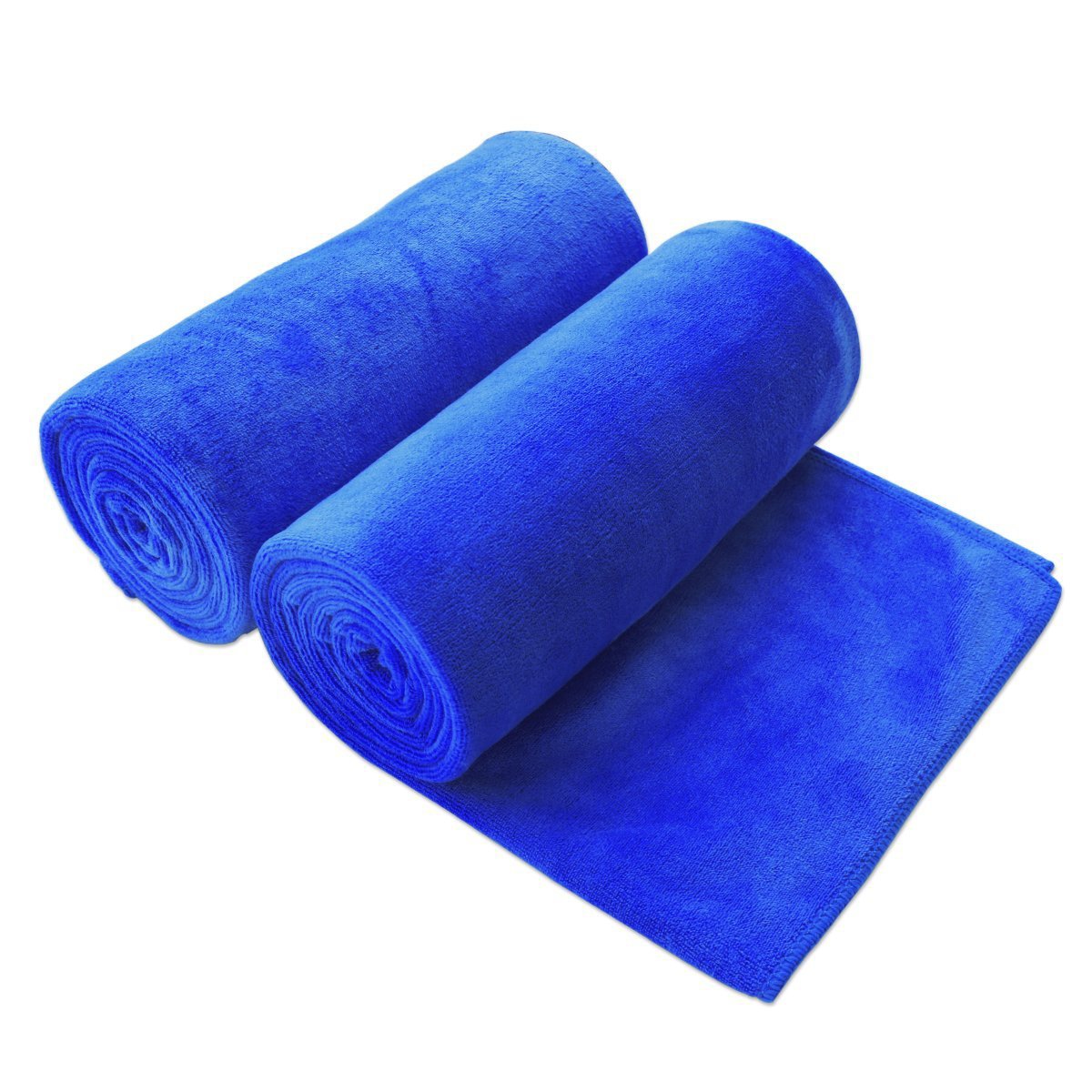 JML Microfiber Bath Towels, Oversized, Ultra Soft, Super Absorbent and Fast Drying, No Fading Large Bathroom Towel Set for Sport, Travel, Fitness, SPA and Yoga (Coral Fleece - Blue, 30 in x 60 in)