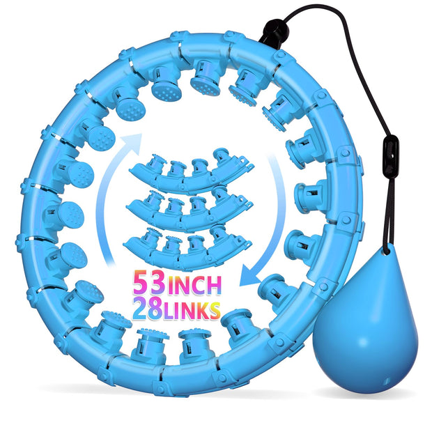 Weighted Hula Infinity Fitness Hoop for Adult Weight Loss, 2 in 1 Smart Fitness Workout Hula Circle Hoops with 28 Links(53 Inch), Exercise Fit Hoop Suitable for Women and Beginners