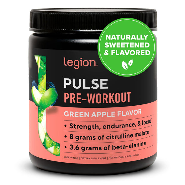 LEGION Pulse Pre Workout - All Natural Nitric Oxide Preworkout Drink to Boost Energy, Creatine Free, Naturally Sweetened, Beta Alanine, Citrulline, Alpha GPC (Tropical Punch)