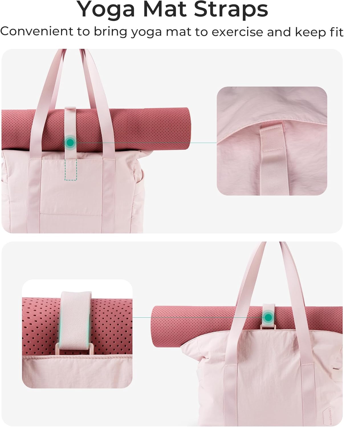 BAGSMART Tote Bag for Women with Zipper, Gym tote with Compartments, Work Tote Nurse Dance Yoga Bag for Travel