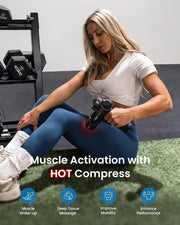 RENPHO Massage Gun Deep Tissue with Heat and Cold Head, Handheld Muscle Massager Therapy with Carry Case, Percussion Body Masajeador for Men Women Athletes Back Upgrade, Active Thermacool