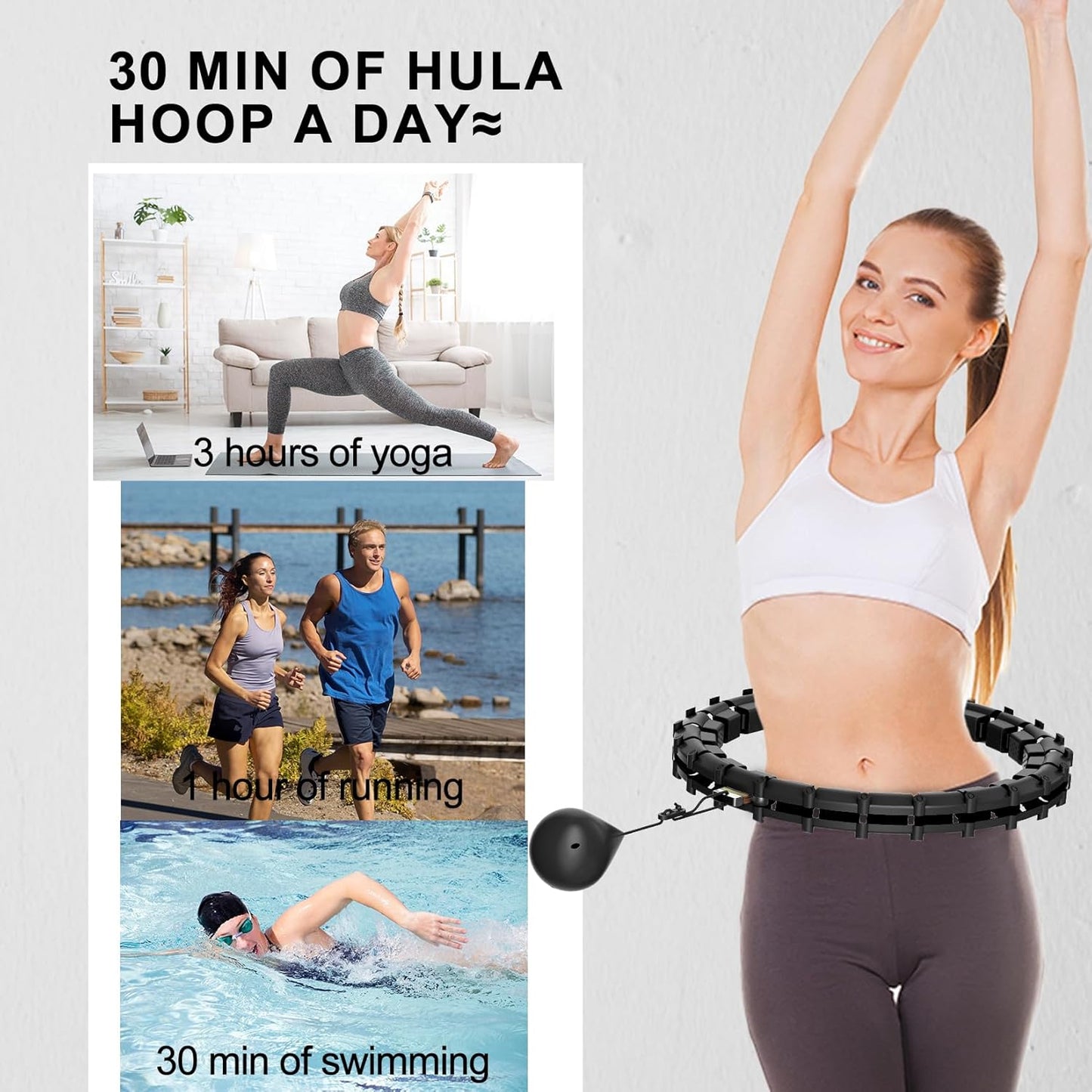 Hula Circle Hoops for Adults Weight Loss, Infinity Fitness Hoop Plus Size 65 Inch, 32 Detachable Links, Exercise Hoop Suitable for Women and Beginners