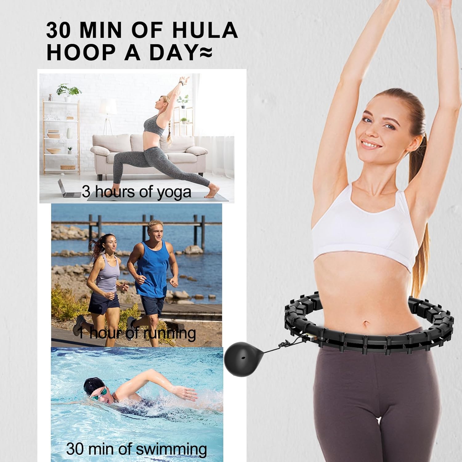 Hula Circle Hoops for Adults Weight Loss, Infinity Fitness Hoop Plus Size 65 Inch, 32 Detachable Links, Exercise Hoop Suitable for Women and Beginners