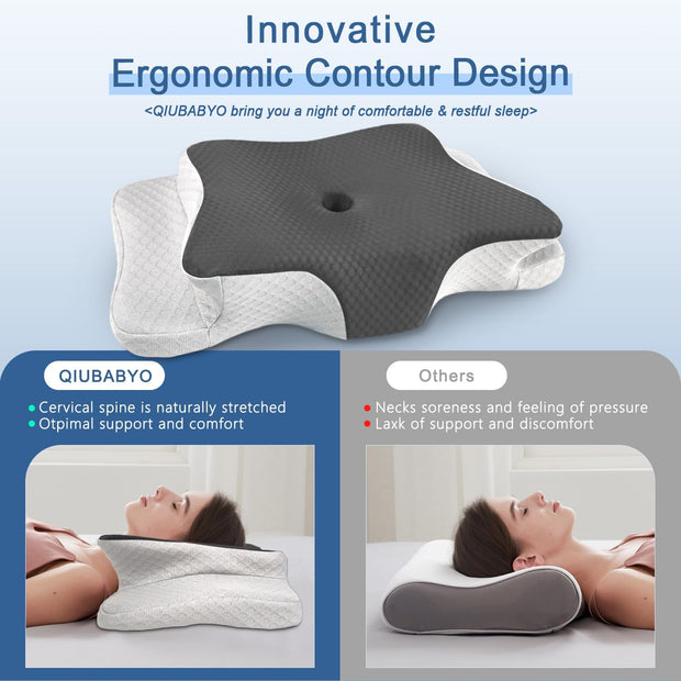 Pain Relief Cervical Pillow for Neck Support,Adjustable Ergonomic Pillow Cozy Sleeping,Odorless Orthopedic Memory Foam Pillows,Contour Bed Pillow for Side Back Stomach Sleeper