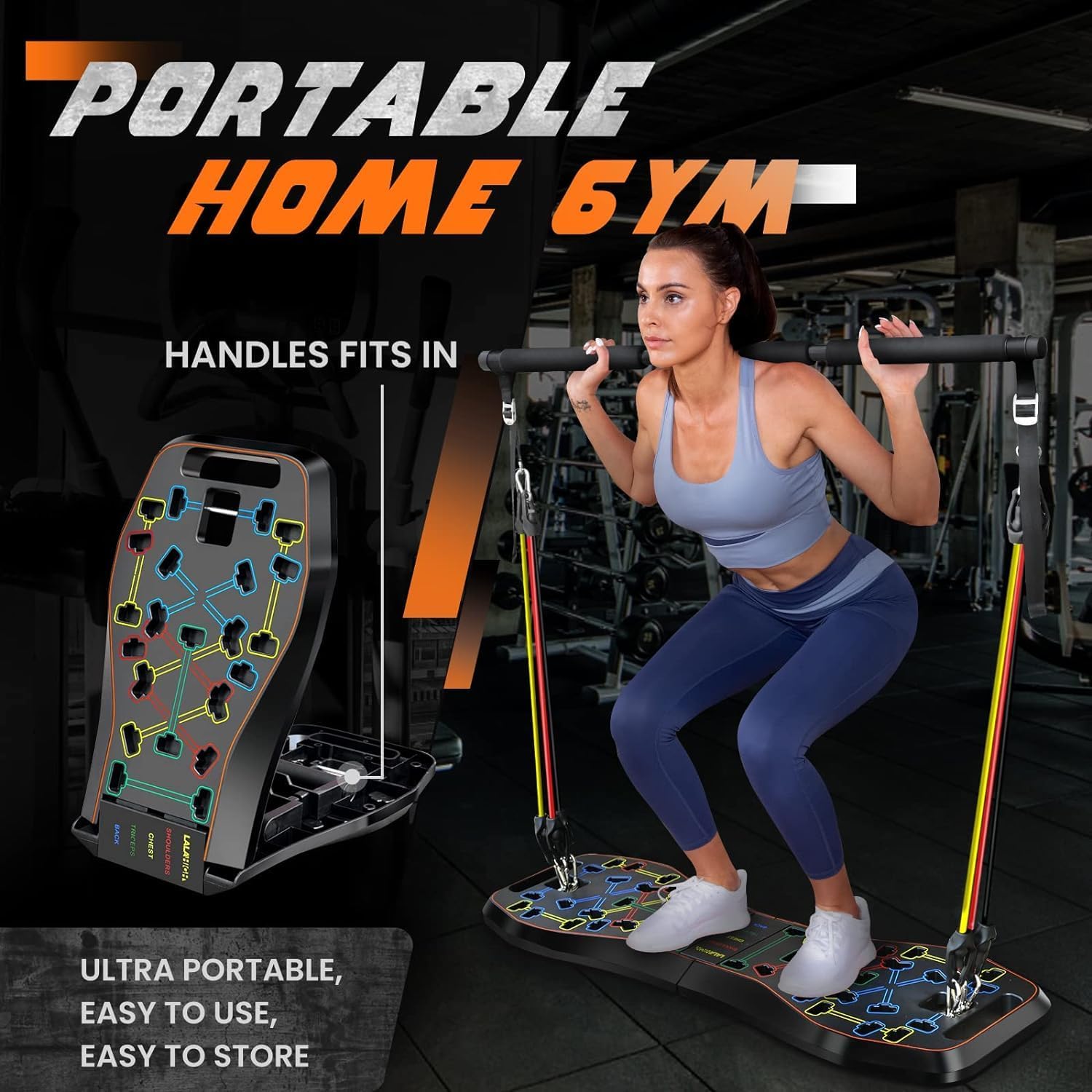 LALAHIGH 25-in-1 4rd Generation Push Up Board - Multi-Functional Foldable Gym System with Resistance Bands, Pilates Bar & Pulleys, Portable Workout Equipment for Men & Women, Chest/Back/Abs Training
