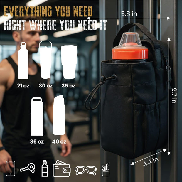 Magnetic Gym Bag – Compact Crossbody Fitness Pouch with Water Bottle Holder – Small Gym Bag for Men & Women – Secure Magnetic Storage & Travel-Friendly Design