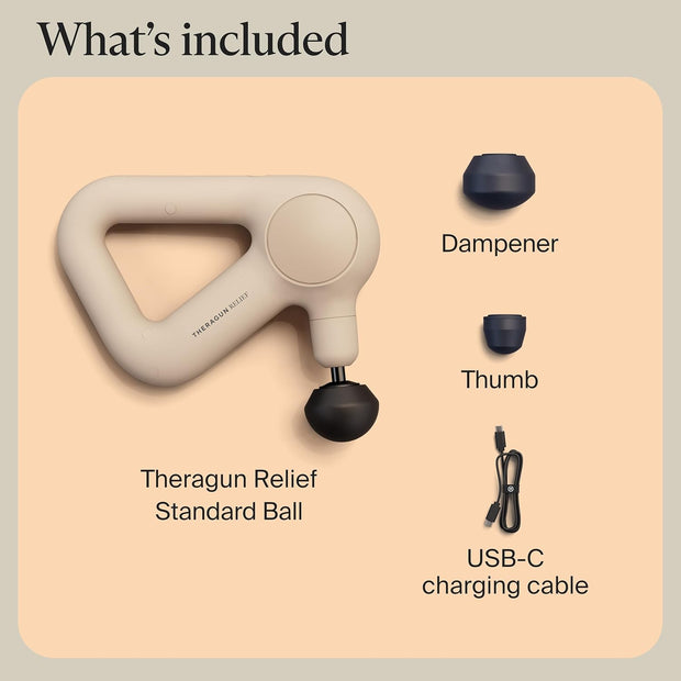 TheraGun Therabody Relief Handheld Percussion Massage Gun - Easy-to-Use, Comfortable & Light Personal Massager for Every Day Pain Relief Massage Therapy in Neck, Back, Leg, Shoulder and Body (Navy)