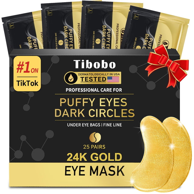 Under Eye Patches (24 Pairs) - 24K Gold Eye Masks Enriched with Abundant Collagen | Diminish Dark Circles and Puffiness | Anti-Aging, Smooth Fine Line, Nourish Skin - Gifts for Women Skin Care