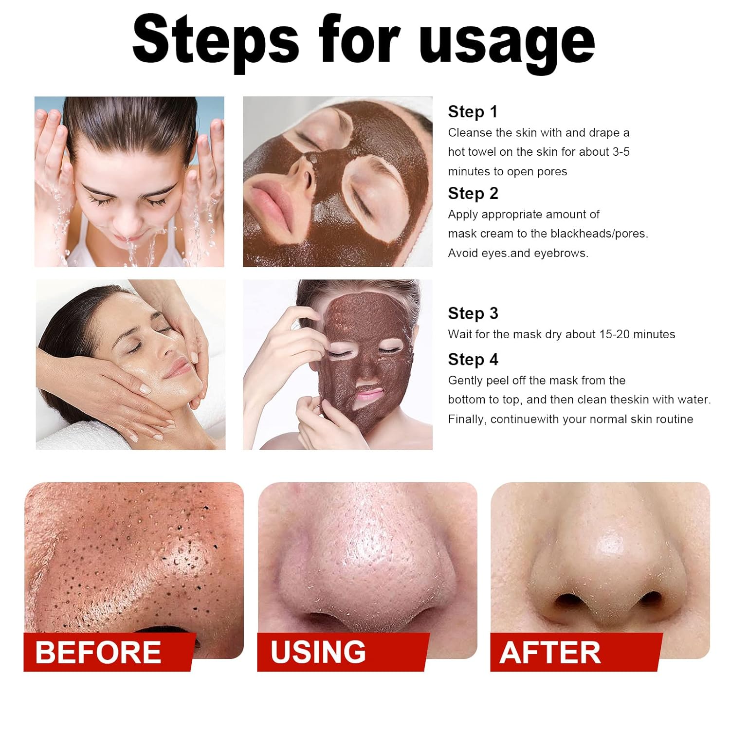 Herbal Refining Peel-Off Facial Mask,Pull-off blackhead removal mask cream (1PCS)