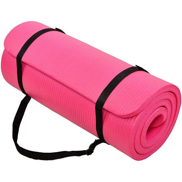 Yoga Mat 1-Inch Extra Thick High-Density Exercise Mat with Non-Slip Surface & Carry Strap for Men & Women Tear-Resistant Pilates Workout Mat for Home Gym, Floor Fitness