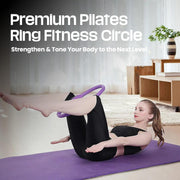 Premium Pilates Ring Fitness Circle - Lightweight Durable Foam Padded Handles, Flexible Resistance Exercise Equipment for Toning Arms, Thighs, Legs & Core