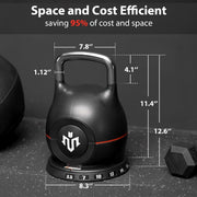 Mikolo Kettlebell, 7-in-1 Adjustable Kettlebell with 7 Weight Levels (3.5-22.5lbs), Die-Cast Aluminum and ABS Material, Quick Adjustment Weights with Safety Locking System for Full Body Strength