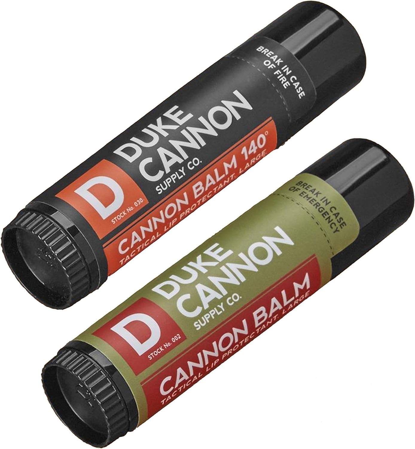 Duke Cannon Cannon Lip Balm 140° & Tactical Lip Protectant Bundle - SPF 30 & SPF 15, Blood Orange Mint & Fresh Mint Flavors, 4-Pack (2 Pack Each Flavor)