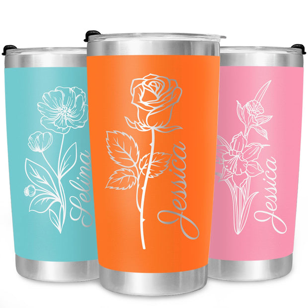 Personalized Tumbler with Engraved Name - Personalized Fathers Day Cup Gifts - Custom Stainless Steel 20 Oz Coffee Tumbler with Lid - Custom Birthday Gifts for Dad Husband