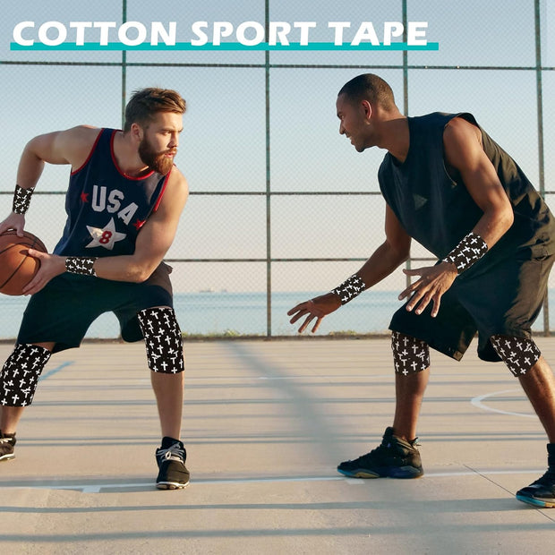 TrelaCo 1 Pcs Wrist Tape Baseball Cross Athletic 2in x 23ft Cotton Cross Wrist Tape Serrated Edges for Fingers Ankles Injury Wrap, Football Baseball Hockey Soccer (White)