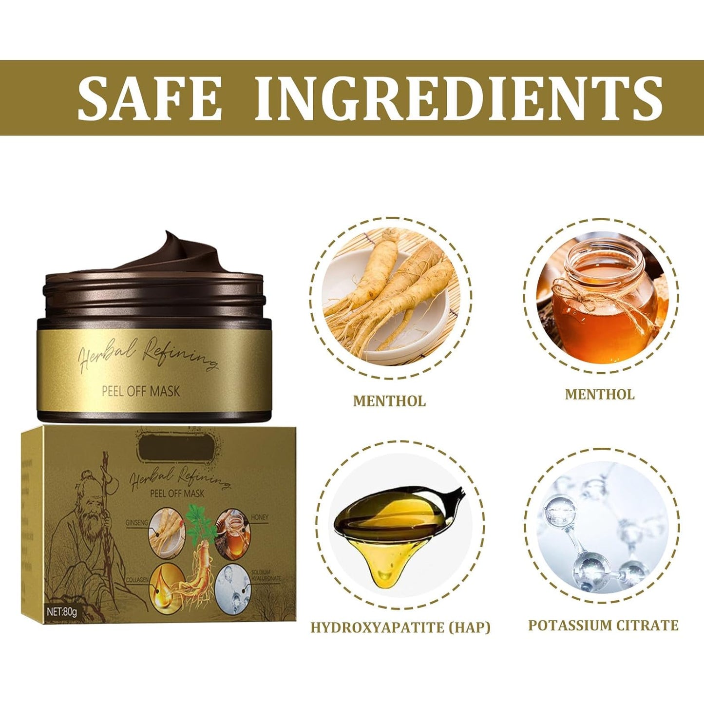 Herbal Refining Peel-Off Facial Mask,Pull-off blackhead removal mask cream (1PCS)