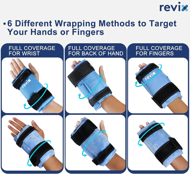 REVIX Wrist Ice Pack Wrap for Carpal Tunnel, Reusable Gel Ice Pack for Hand Relaxation, Cold Compress, Enhancing Comfort and Soothing Fatigue, 1Pack
