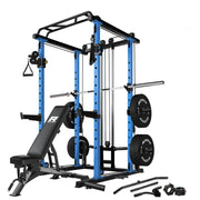 RitFit Multi-Function Squat Rack Power Cage PPC03 with Cable Crossover System, 1000LBS Capacity Power Rack and Packages with Optional Weight Bench, Barbell Weight Set, for Garage Workout & Home Gym