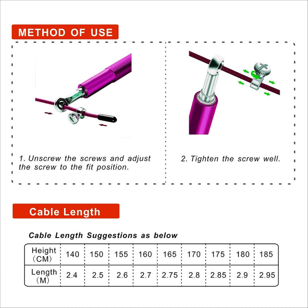 Speed Jump Rope - 360° Swivel Ball Bearing - Adjustable steel coated rope-Aluminum Anti Skipping Handle -Fitness Training Boxing Sports Exercises -Suitable for Kids and Adults