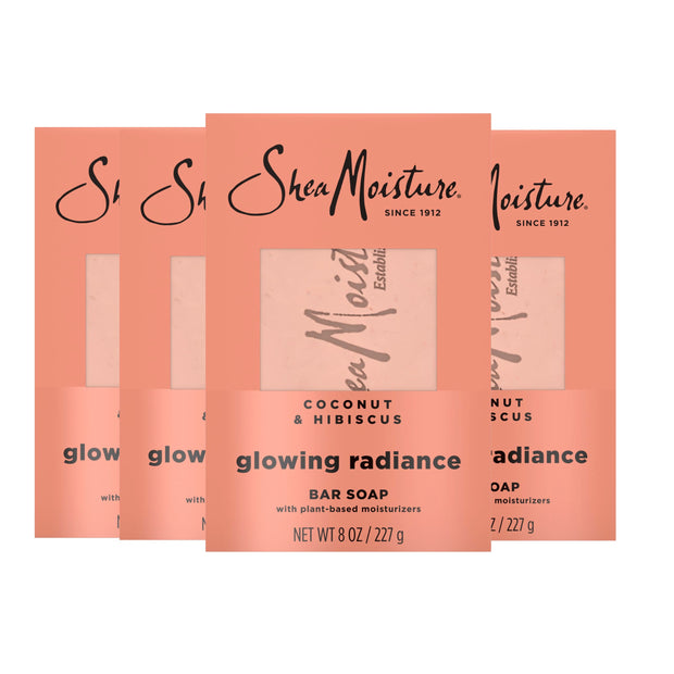 SheaMoisture Bar Soap Raw Shea Butter 4 count Moisturize and Restore Dry Skin Deeply Moisturizing bar soap with 24h shea moisture nutrients for Healthy, Glowing Skin 8 oz