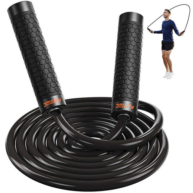 Jump Rope, Weighted Jump Rope for Home Gym, Adjustable 1lb Heavy Skipping Ropes for Fitness, Exercise Equipment for Men Women Kids, Portable Speed Jumping Rope, Full Body Workout at Home