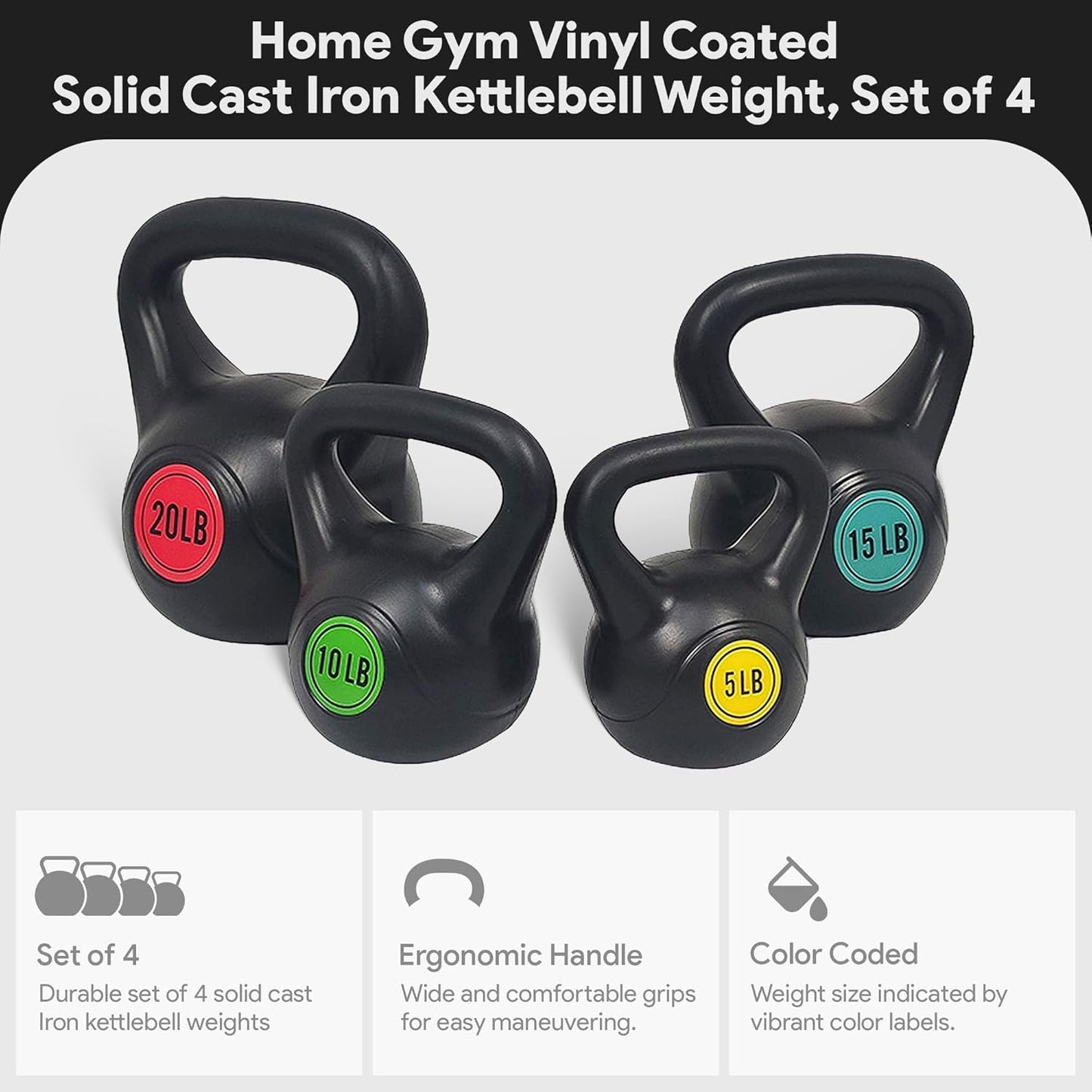BalanceFrom Wide Grip Kettlebell Exercise Fitness Weight Set, Multiple Sizes