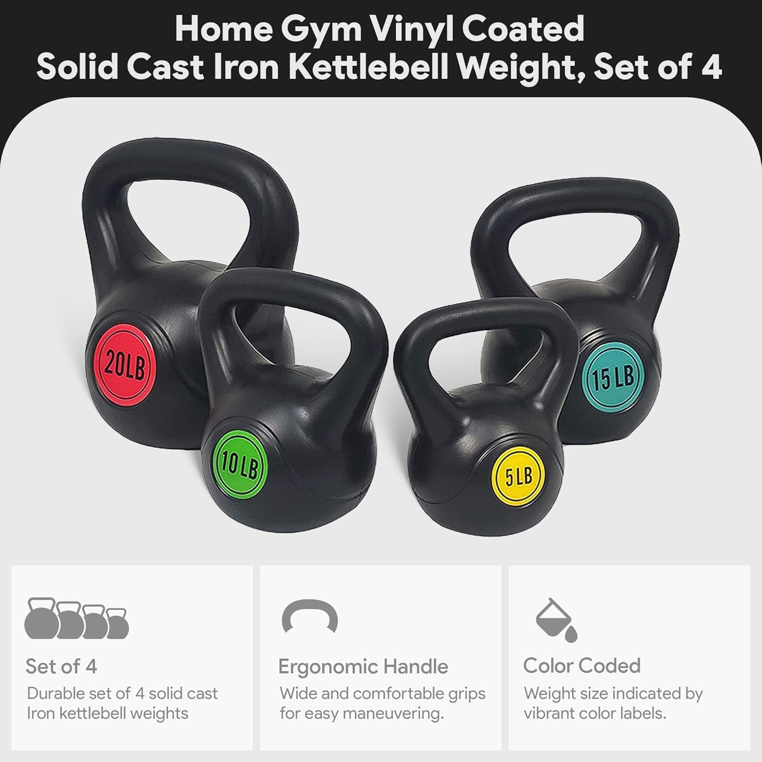 BalanceFrom Wide Grip Kettlebell Exercise Fitness Weight Set, Multiple Sizes