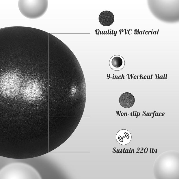 Small Pilates Ball 9 Inch Small Exercise Ball Mini Workout Yoga Balls for Gym Yoga, Core Training, Fitness, Workout, Stability, Improves Balance