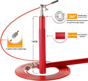 Speed Jump Rope - 360° Swivel Ball Bearing - Adjustable steel coated rope-Aluminum Anti Skipping Handle -Fitness Training Boxing Sports Exercises -Suitable for Kids and Adults