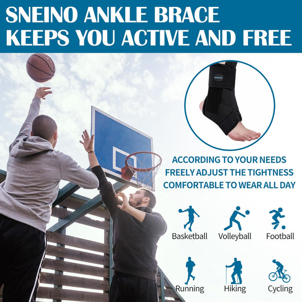 SNEINO Ankle Brace for Women & Men - Ankle Support Brace for Sprained Ankle, Ankle Stabilizer for Achilles, Tendon, Sprain, Injury Recovery, Lace up Ankle wrap for Running, Basketball, Volleyball (Medium)